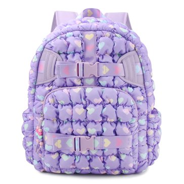 Omg Accessories Heart Print Scrunch Duffle With Heart Webbing