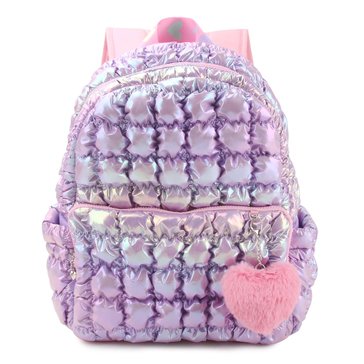 Omg Accessories Scrunch Metallic Backpack W Heart Charm