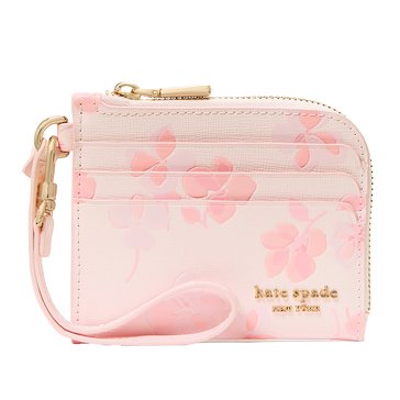 Kate Spade New York Devin Spring Pansies Embossed Saffiano Leather Coin Card Case Wristlet