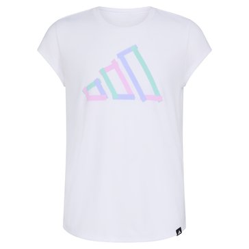 Adidas Big Girls' Multi Color 3 Bar Logo Graphic Tee