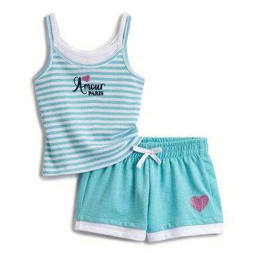 Sweet Butterfly Little Girls' Layered Tank Short Sets