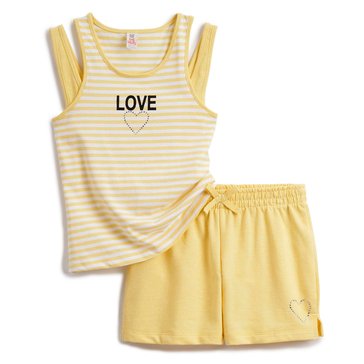 Sweet Butterfly Little Girls' Double Strap Tank Short Sets