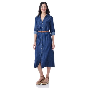 Nautica Women's Chambray Midi Shirt Dress