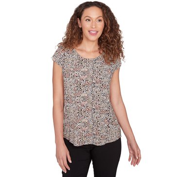 Emaline Women's Cap Sleeve Moon Gep Knit Top