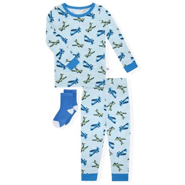Sleep On It Baby Boys' Planes Long Sleeve Tight Fit Set with Socks, 2-Piece