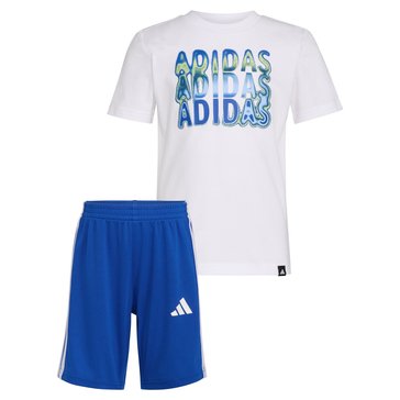 Adidas Little Boys' Cotton Tee And 3-Stripe Short Sets