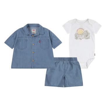 Levi's Baby Boys' Layering Light Denim Short Set, 3-Piece