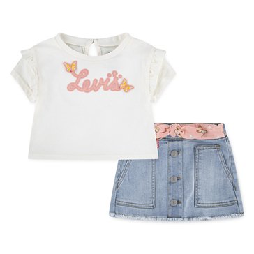 Levi's Baby Girls' Tee and Denim Skort Set
