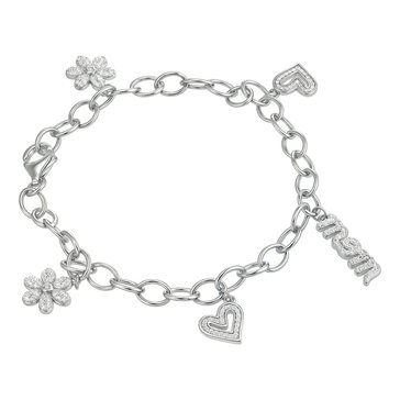 Mom Flower & Heart Charm Bracelet