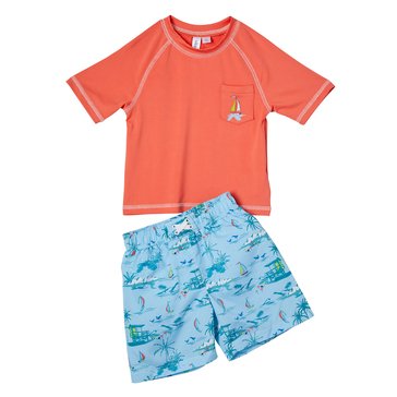 iApparel Baby Boys' Sailboat Short Sleeve Rashguard Set