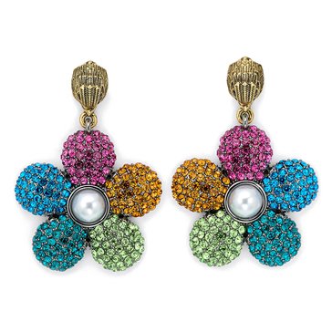 Kurt Geiger Eagles & Florals Pave Flower Drop Earrings