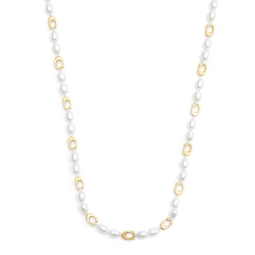 Coach Heritage Charm Pearl Collar Necklace