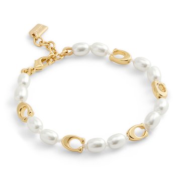 Coach Heritage Charm Pearl C Flex Bracelet