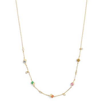 Coach Beads Enamel Cube Logo Station Necklace