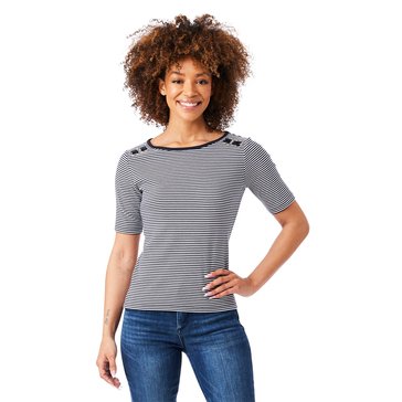 Tommy Hilfiger Women's Striped Lace Up Short Sleeve Top