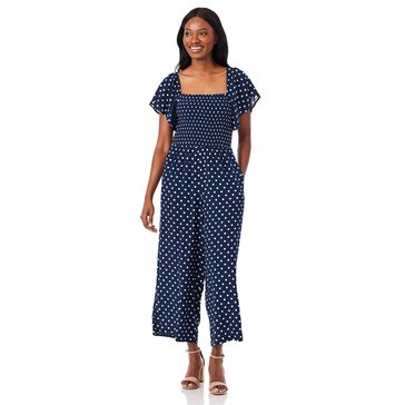 Tommy Hilfiger Women's Flutter Dot Smocked Jumpsuit