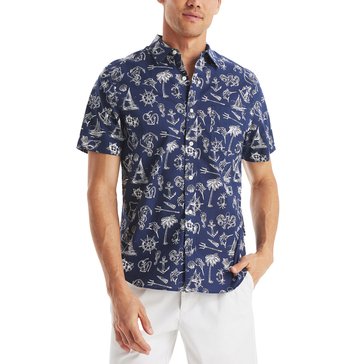 Nautica Men's Sustainable Short Sleeve Tencel Print Shirt