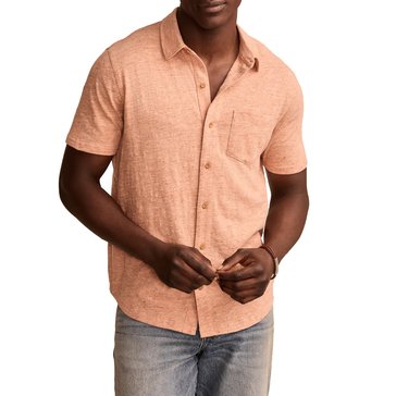 Lucky Brand Mens Linen Short Sleeve Button Up Shirt