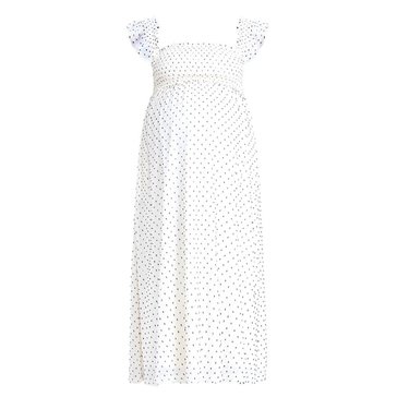 Motherhood Maternity Sleeveless Ruffle Shoulder Smocked Dress