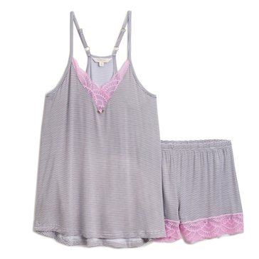 Shabby Chic Women's Rayon Span Lace Insert Short Set