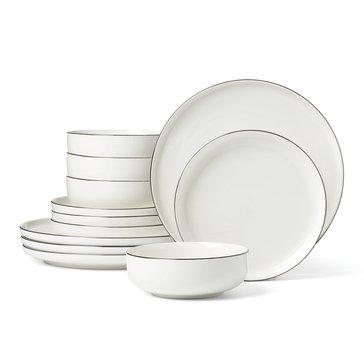 Oneida 24-7 Black Rim 12-Piece Dinnerware Set
