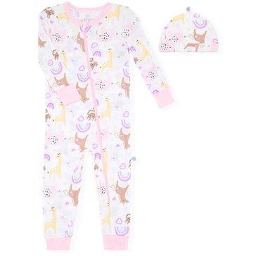 Sleep On It Baby Girls' Animal Print Bamboo Coveralls