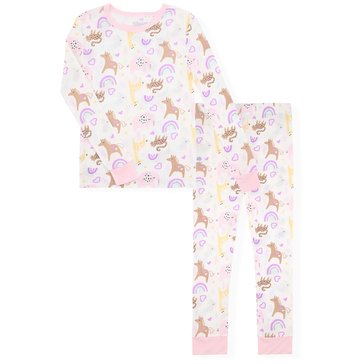 Sleep On It Baby Girls' Animal Print Bamboo Tight Fit Set