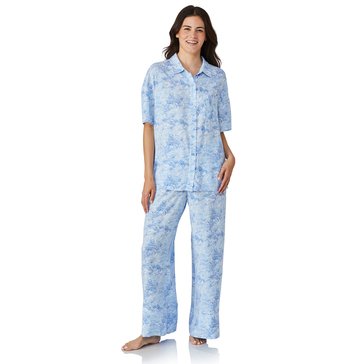 Martha Stewart Women's Notch Collar Crop Pant Sleep Set