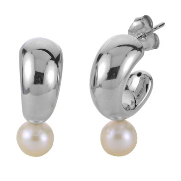 Imperial Freshwater Cultured Pearl Polished Dome Huggie Earrings