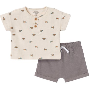 Gerber Baby Boys' Short Sleeve Henley Shirt Short Set, 2-Piece