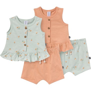 Gerber Baby Girls' Peplum Top Short Set, 4-Pack