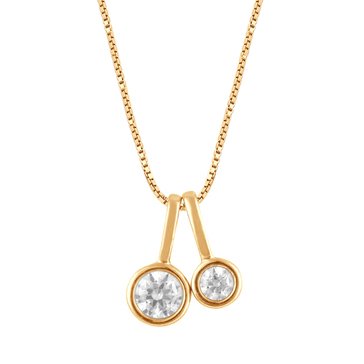 Because by Navy Star 1/10 cttw Diamond Bezel Double Drop Pendant Necklace