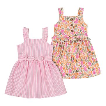 Little Lass Toddler Girls' Floral Stripe Dress, 2-Pack
