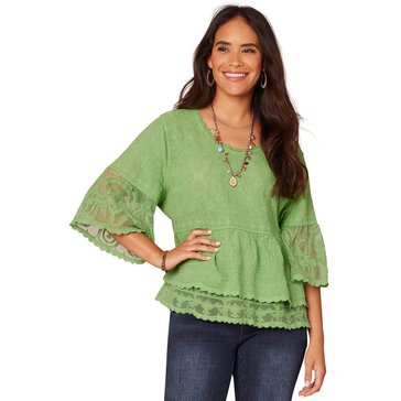 Democracy Women's Bell Sleeve Embroidered Top