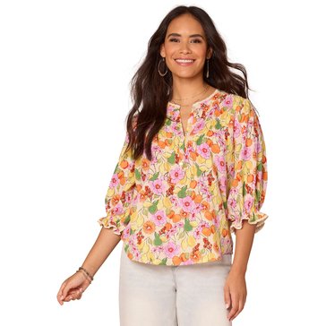 Democracy Women's Lantern Sleeve Pintuck Top