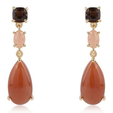Mocha Mousse Smokey Quartz and Moonstone Drop Earrings
