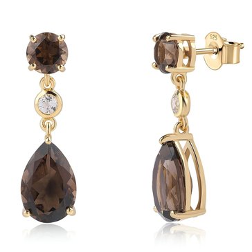 Mocha Mousse Smokey Topaz and White Topaz Drop Earrings