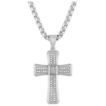 Esquire Men's Jewelry 3/8 cttw Diamond Cross Pendant Necklace