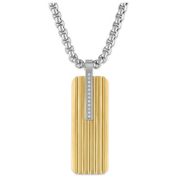 Esquire Men's Jewelry Diamond Accent Two-Tone Dog Tag Pendant Necklace