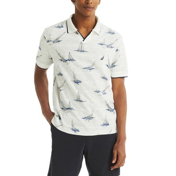Nautica Men's Printed Textured Short Sleeve Polo