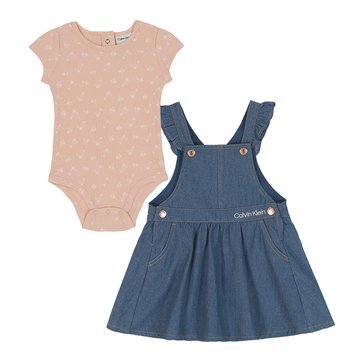 Calvin Klein Baby Girls'' Jumper Jean Set, 2-Piece