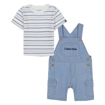 Calvin Klein Baby Boys' Shortall Jean Set, 2-Piece