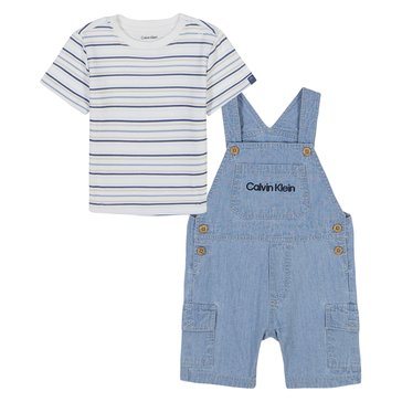 Calvin Klein Baby Boys' Shortall Jean Set, 2-Piece