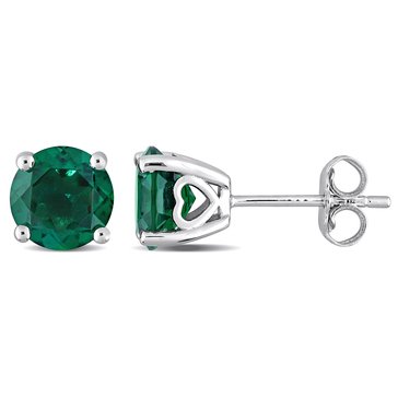 Sofia B. 2 1/3 cttw Created Emerald Solitaire Sterling Silver Stud Earrings