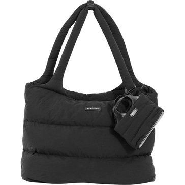 Max Studio Matte Puffer Nylon Tubular Quilt Tote