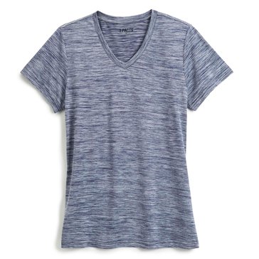 3 Paces Women's Christine Short Sleeve Space Dye V-Neck T-Shirt