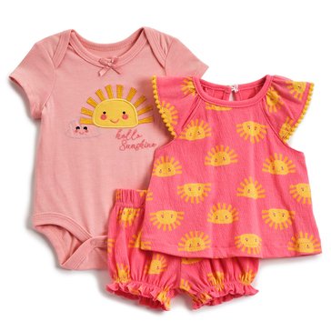 Wanderling Baby Girls' Dress Short Set, 3-Piece
