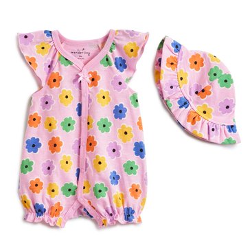 Wanderling Baby Girls' Romper Hat Set