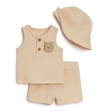 Wanderling Baby Boys' Gauze Short Hat Set