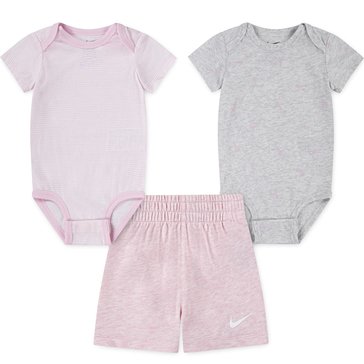 Nike Baby Girls' Essentials Swoosh Bodysuit Short Set, 3-Piece